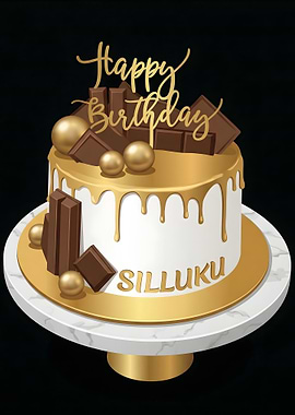 Golden Drip Birthday Cake with Chocolate