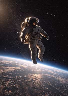Astronaut floating above Earth