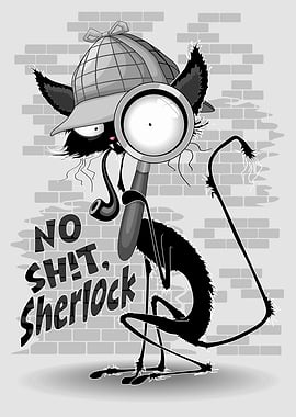 Funny Detective Cat with Magnifying Glass