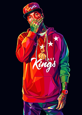Rapper Tyga in Colorful Pop Art Style