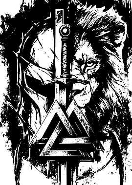 Viking Lion Sword Symbol
