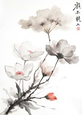 Chinese Ink Painting of Flowers