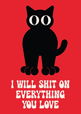 Black Cat with Funny Text