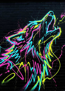 Neon Wolf Graffiti
