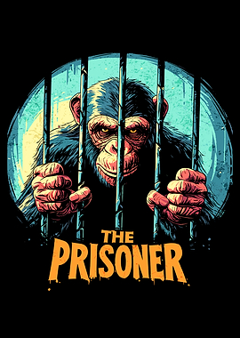 Chimpanzee Prisoner Behind Bars