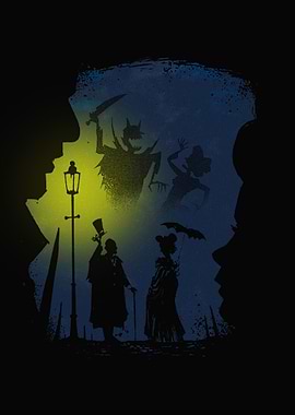 Gothic Street Scene with Silhouettes