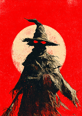 Scarecrow With Glowing Red Eyes