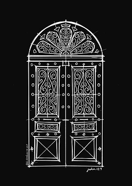Ornate Arched Door Sketch