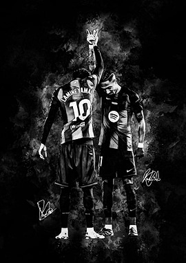 Footballers Lamine Yamal and Raphinha