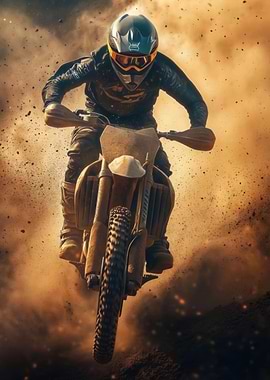 Motocross Rider in Dust Cloud
