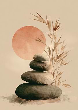 Zen Stones and Sunset