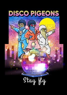 Funny Pigeons Gift Men Pigeon Breeding Ironic Disco Pigeons