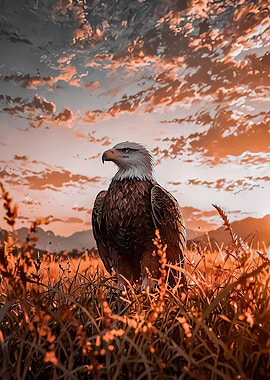 Majestic Eagle in Golden Field