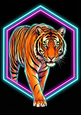 Neon Tiger Hexagon