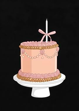 Pink Birthday Cake with Candle