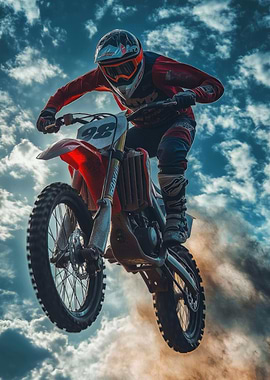 Motocross Rider Mid-Air Jump