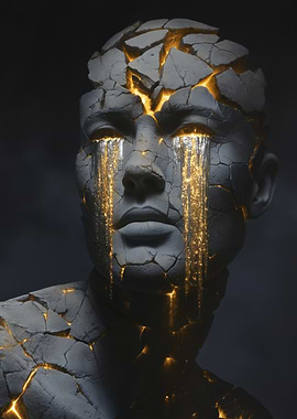 Cracked Statue Crying Gold