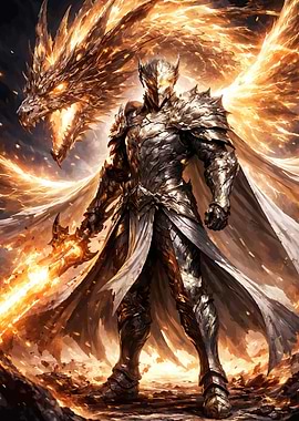 Fiery Knight and Dragon