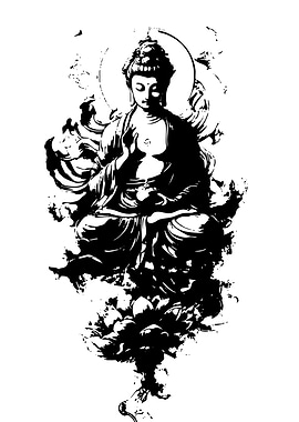 Meditating Buddha with Floral Elements