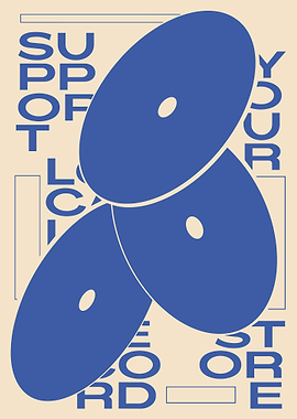 Support Your Local Record Poster, Vinyl Music Wall Art, Modern Indie Shop Print