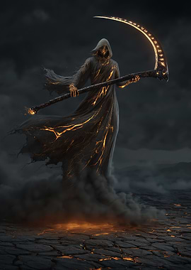 Grim Reaper with Fiery Scythe