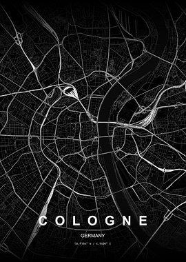 Cologne Germany Map Art