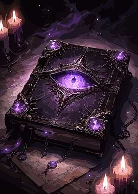 Mystical Grimoire with Eye and Gems book