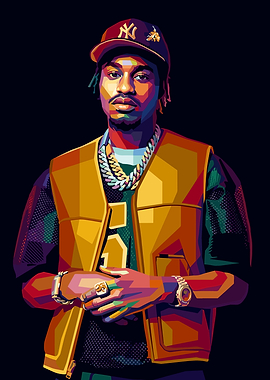 Colorful Portrait of a Lil Tjay