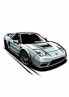 Silver Sports Car Illustration