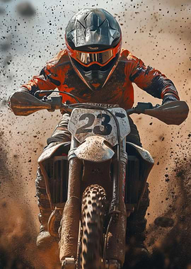 Motocross Rider in Action