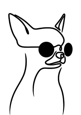Chihuahua Wearing Sunglasses Line Art