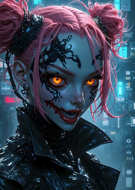 Cyberpunk Girl with Pink Hair