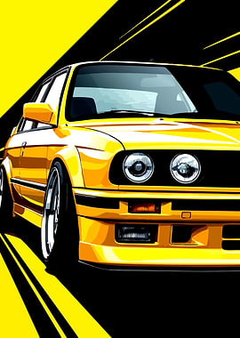 Yellow BMW E30 M3