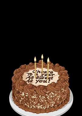 Chocolate birthday cake with candles