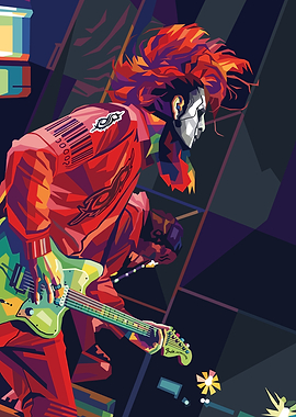 Musician Playing Guitar in Pop Art Style