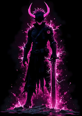Demon Warrior with Pink Energy Sword