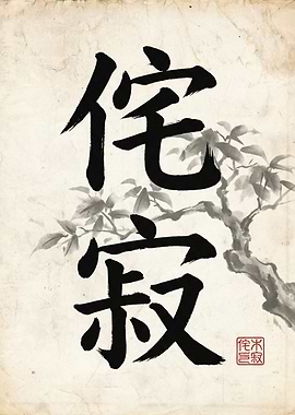 Japanese Calligraphy and Bonsai Tree