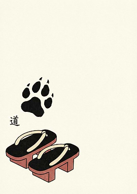 Japanese Geta and Paw Print