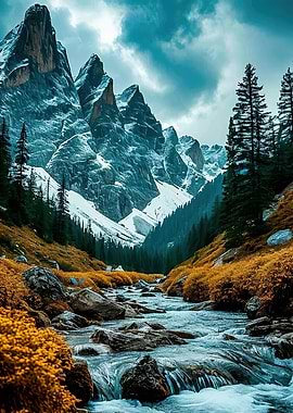 Majestic Mountain Valley Stream