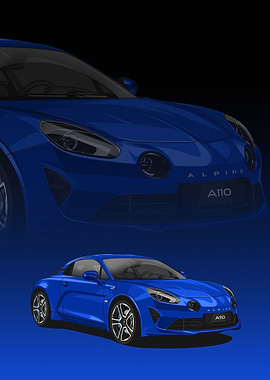 Blue Alpine A110 Sports Car