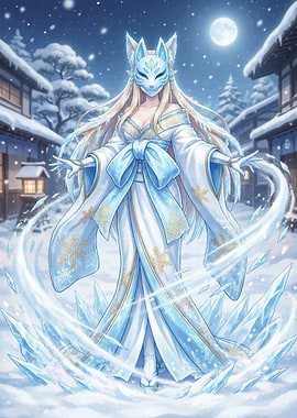 Winter Fox Spirit in Snow
