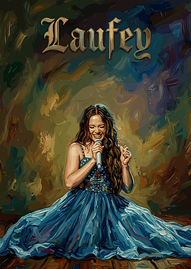 Laufey Performing in a Blue Dress