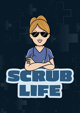 Scrub Life Nurse Cartoon