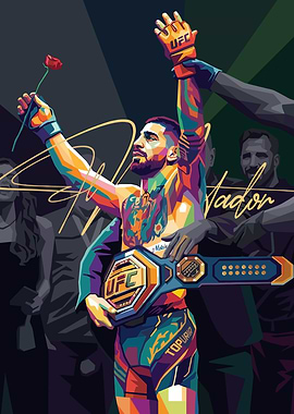 UFC Champion with Rose and Belt