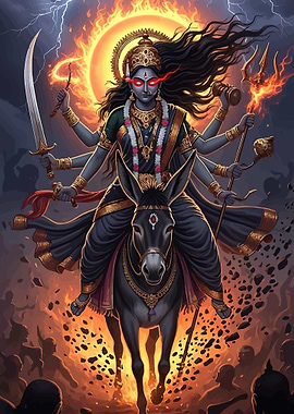 Goddess Kali Riding a Donkey