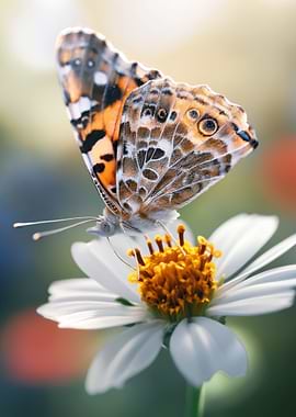 Butterfly on a White Flower
