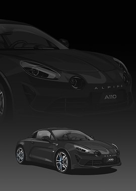 Black Alpine A110 Sports Car Illustration