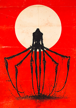 Giant Spidery Monster Silhouette Moon