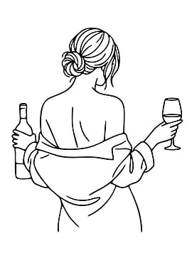 Woman with wine bottle and glass