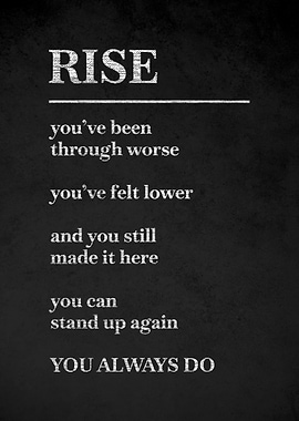 Inspirational Rise Quote on Chalkboard